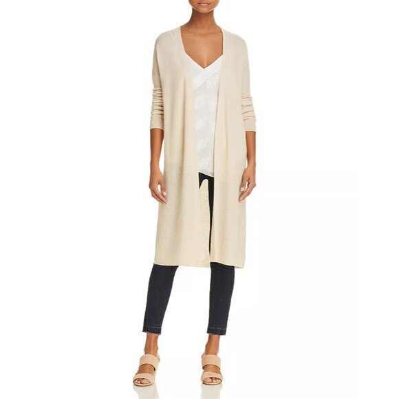 Theory Torina‎ Cashmere Cardigan Cream Beige Size Small Waffle Knit Sweater - Picture 6 of 14